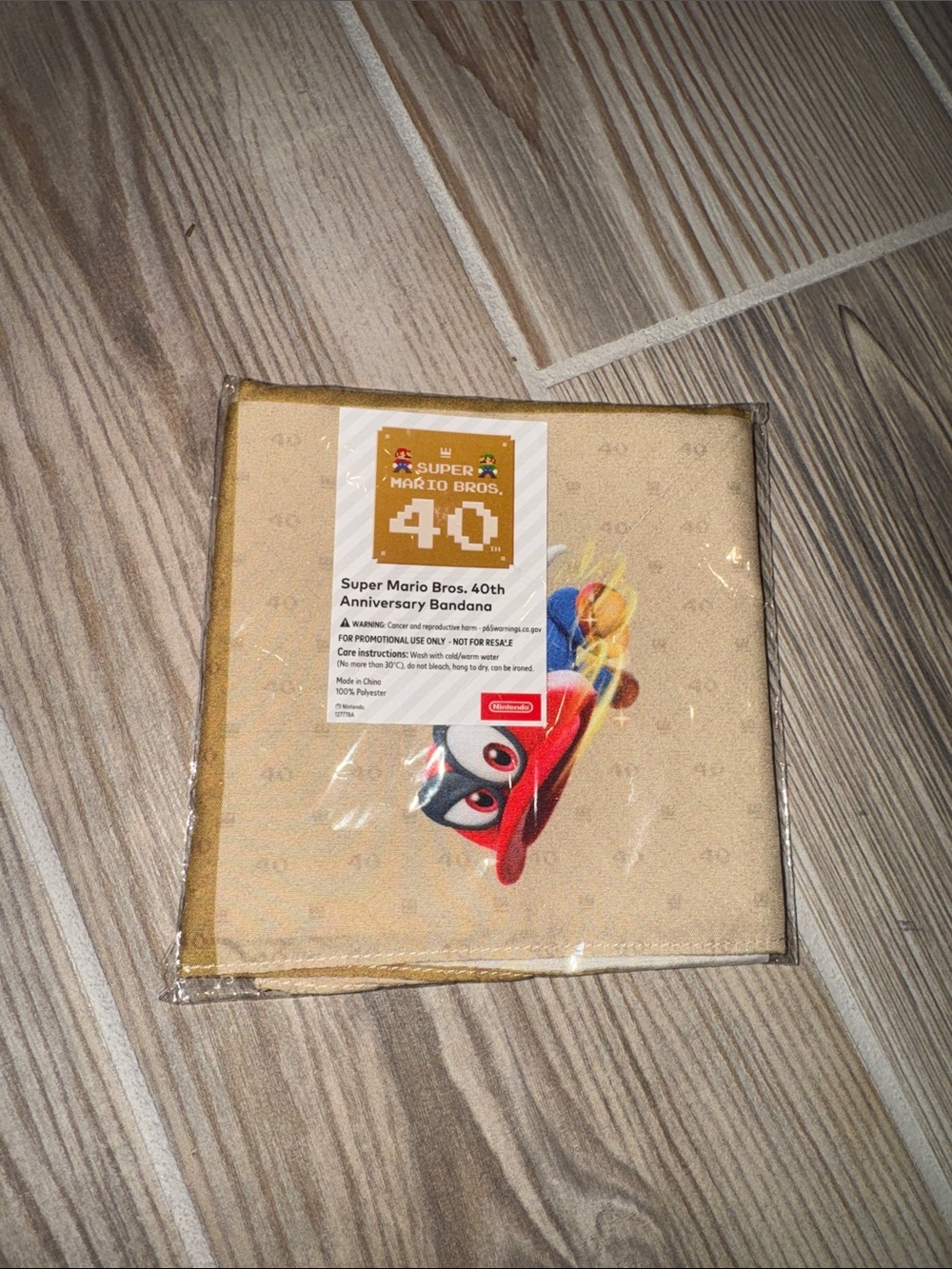 Nintendo Super Mario 40th Anniversary Beige Bandana with Red Accent